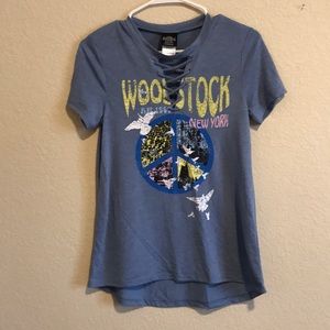 Lace up choker neckline Woodstock shirt